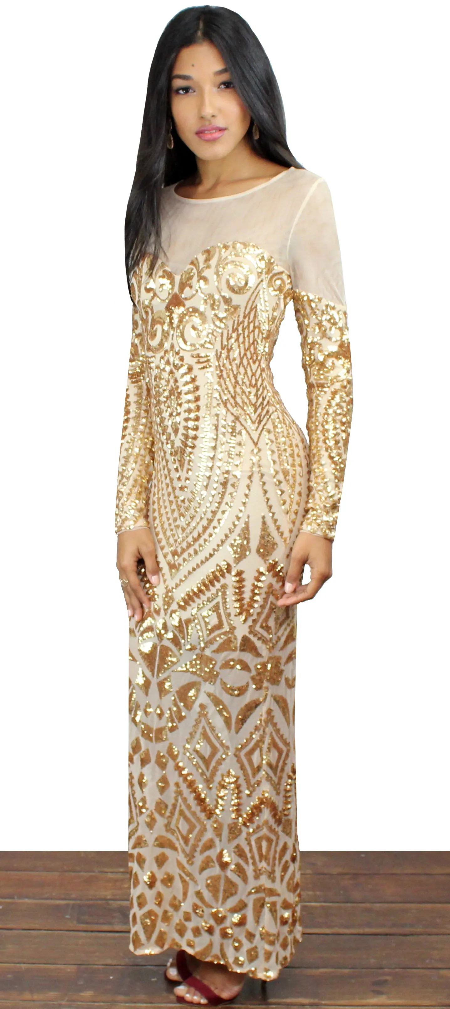 This is the Golden Dress Sequins Midi Dress