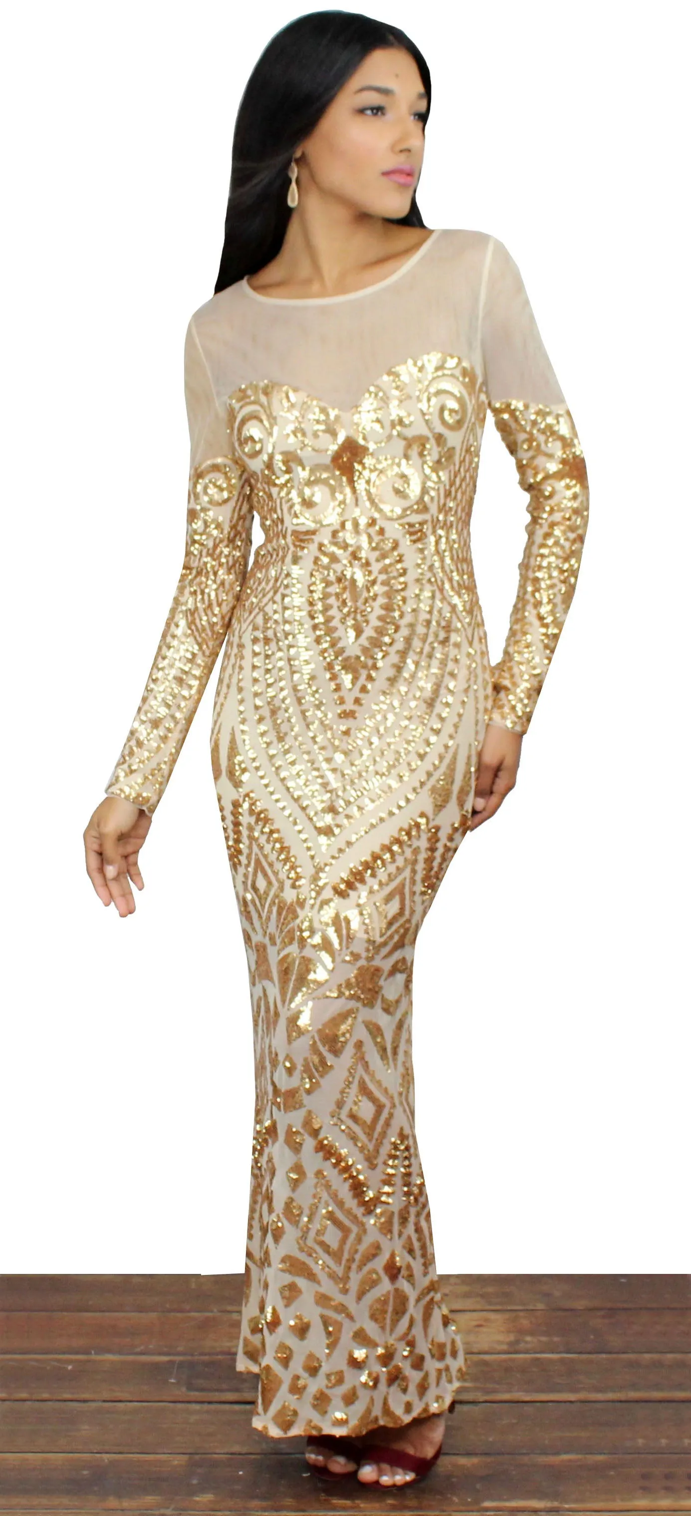 This is the Golden Dress Sequins Midi Dress