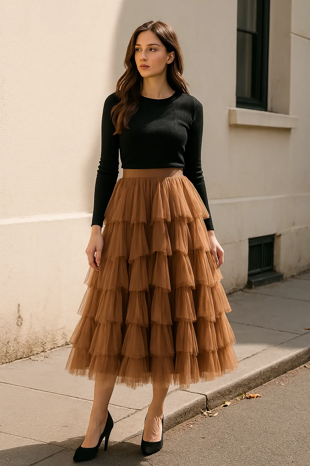Tiered Princess Tulle Maxi Skirt in Soft Mesh