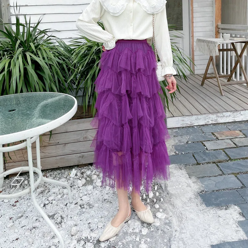 Tiered Princess Tulle Maxi Skirt in Soft Mesh
