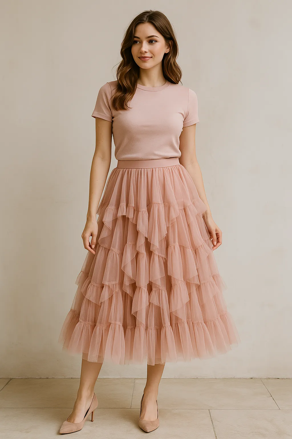 Tiered Princess Tulle Maxi Skirt in Soft Mesh