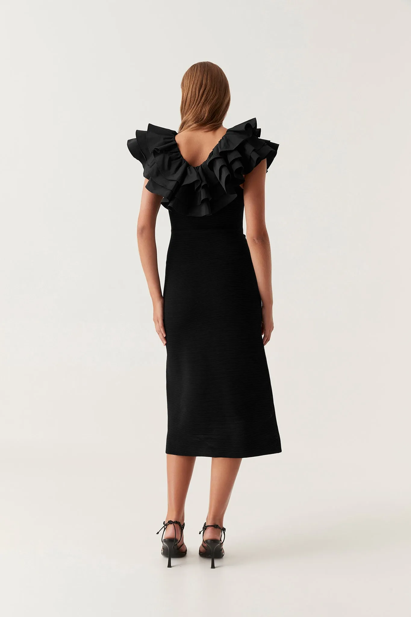 Transcendent Ruffle Midi Dress