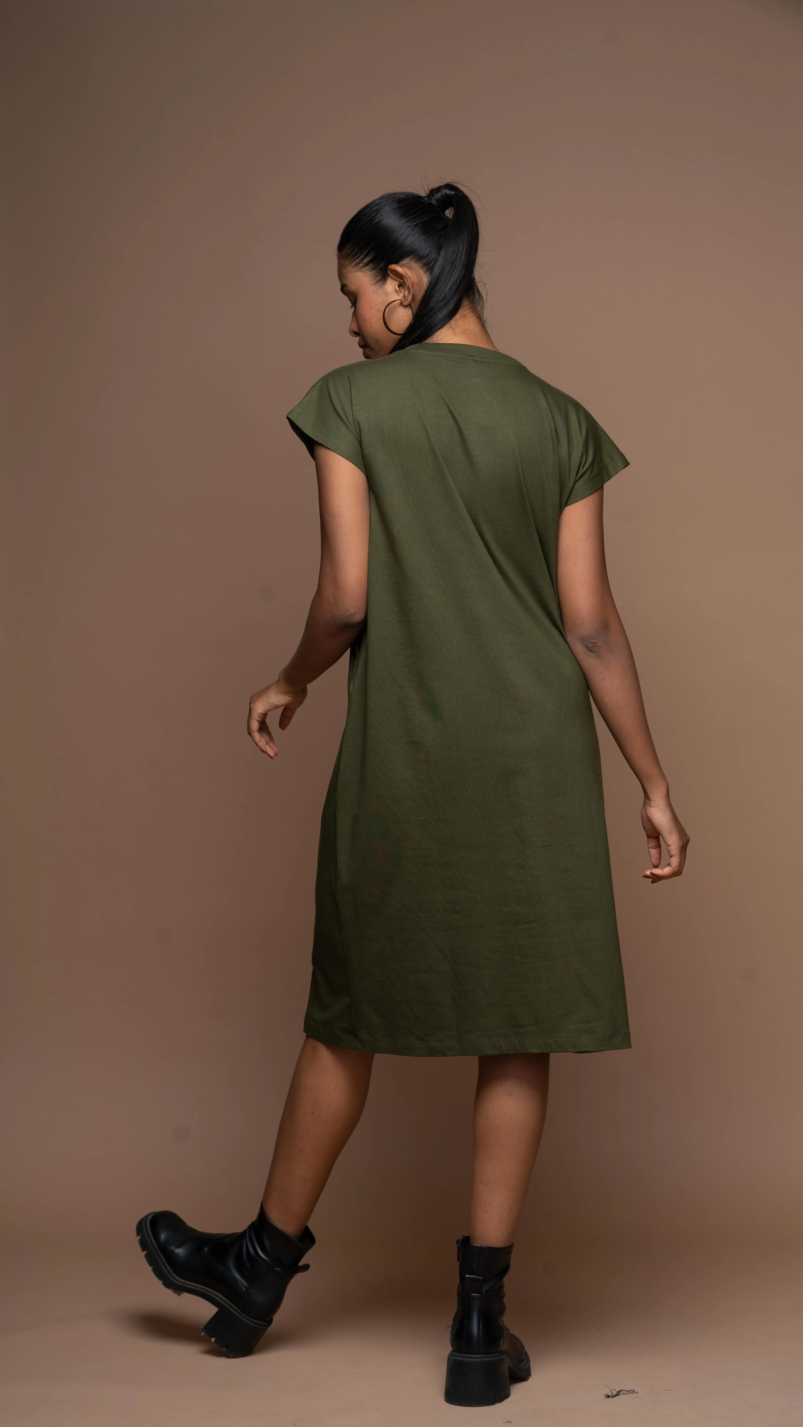 Tri-Cut Comfort Jersey Dress - Olive Green