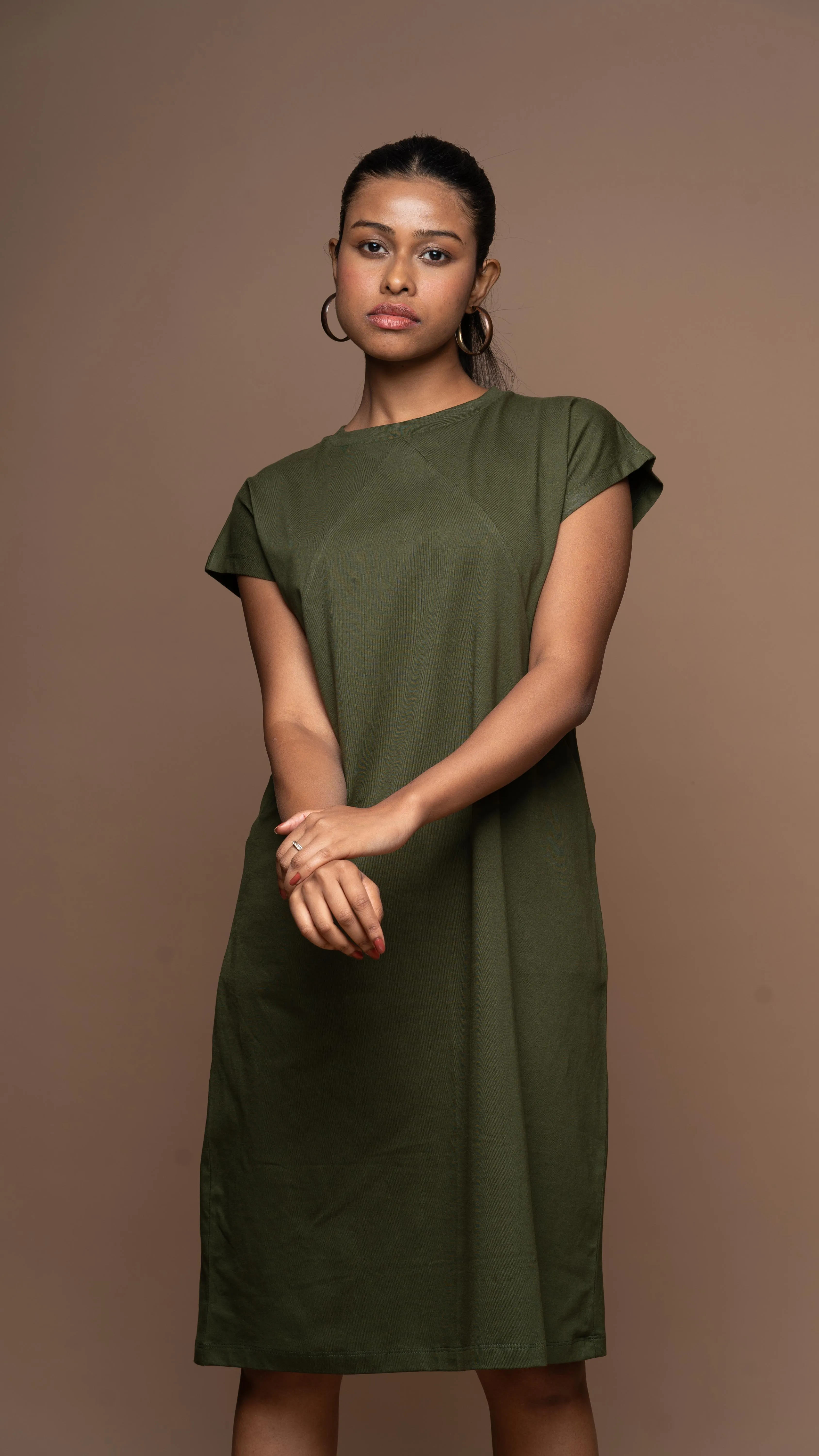Tri-Cut Comfort Jersey Dress - Olive Green