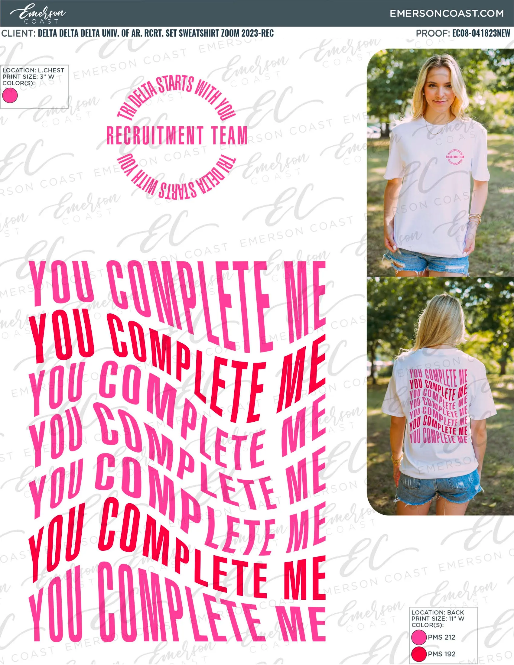 Tri Delta Recruitment Team White Tshirt and Shorts Set