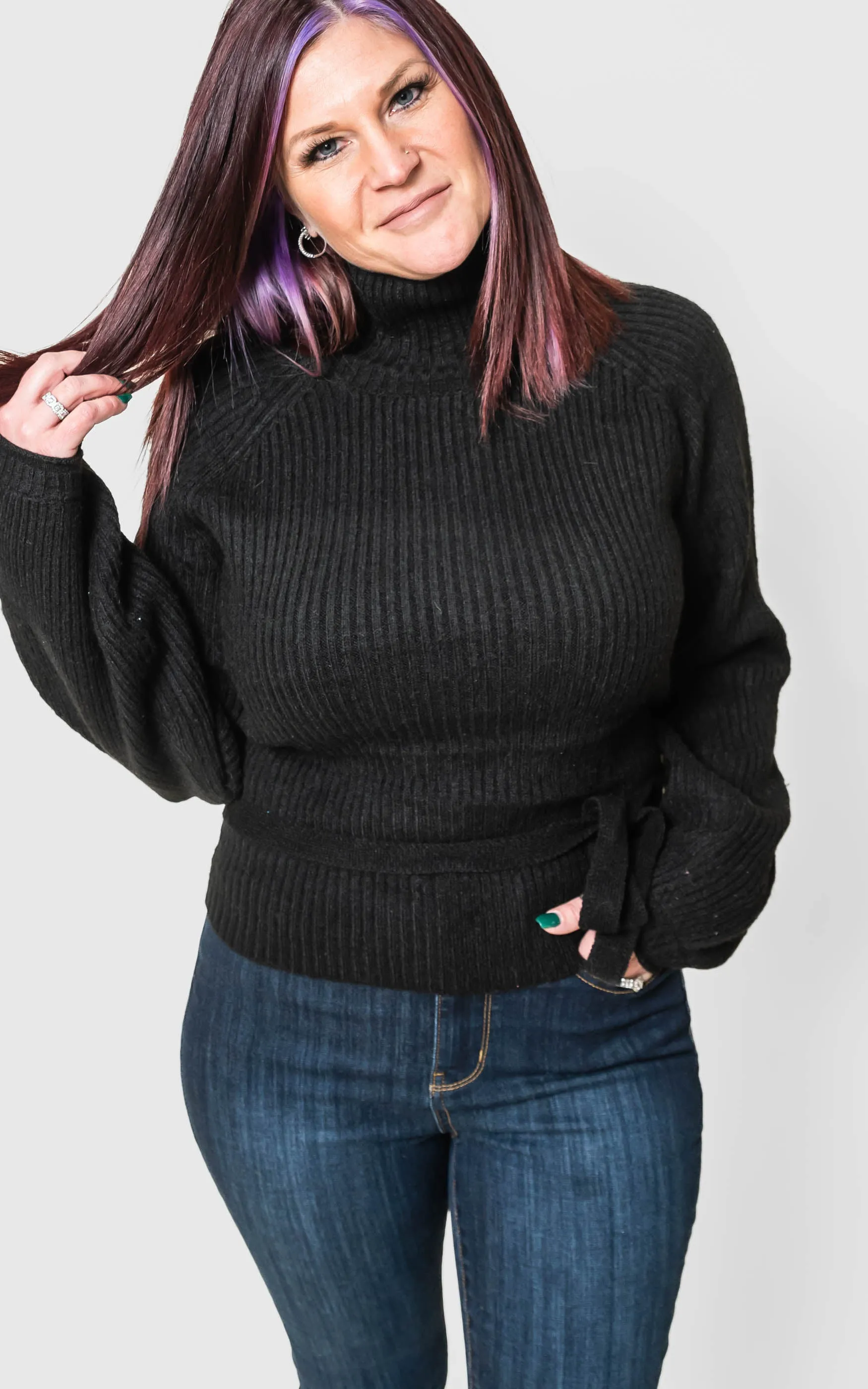 Turtle Neck Open Back Sweater - POL Final Sale