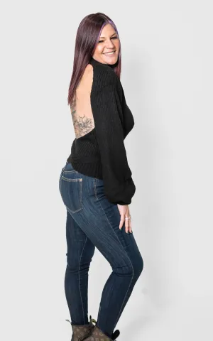 Turtle Neck Open Back Sweater - POL Final Sale
