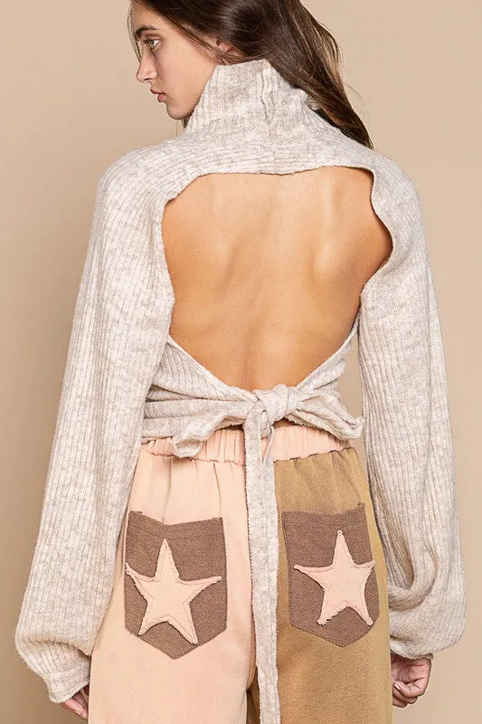 Turtle Neck Open Back Sweater - POL Final Sale