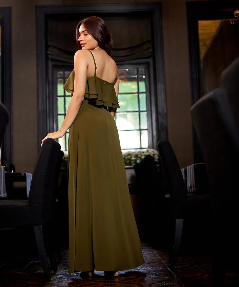 Two Layered Strap Attached Maxi Dress