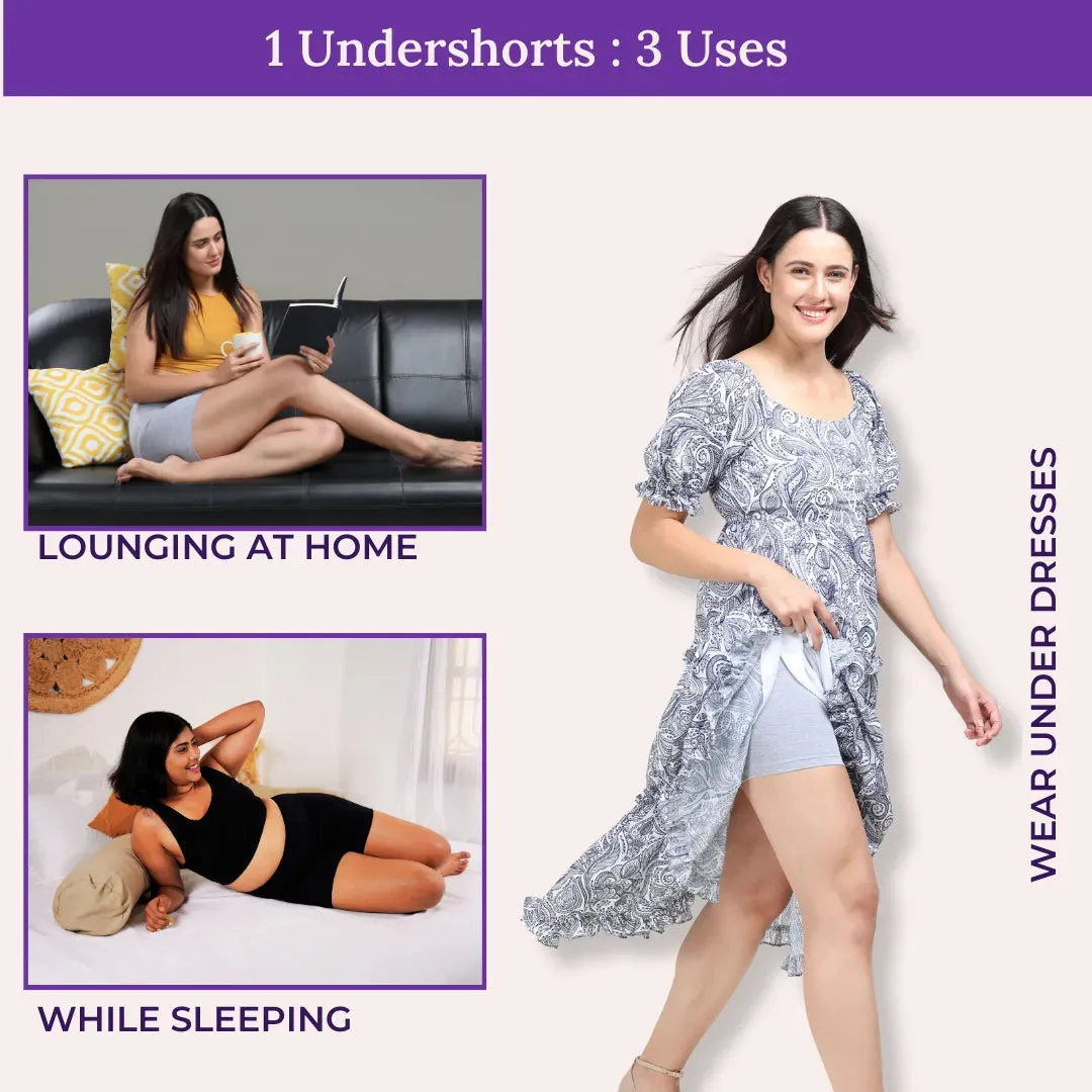 Under Dress Shorts | Full Hip Coverage | Prevents Inner Thigh Chafing | 3 Pack