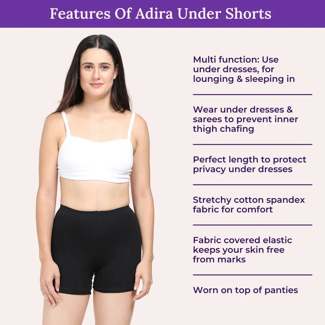 Under Dress Shorts | Full Hip Coverage | Prevents Inner Thigh Chafing | 3 Pack