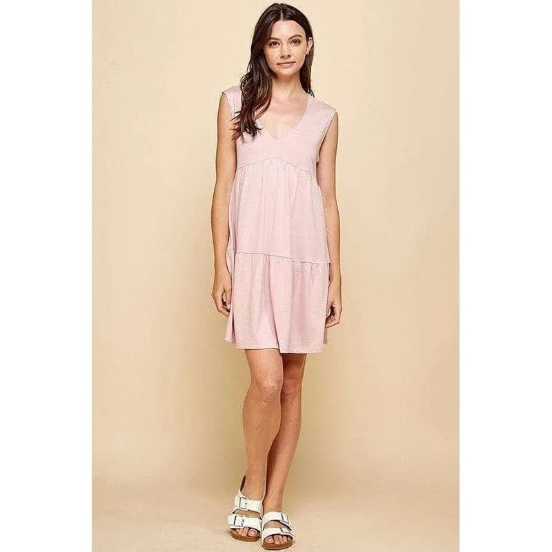 V-neck line skimmer tier dress