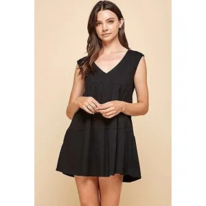 V-neck line skimmer tier dress