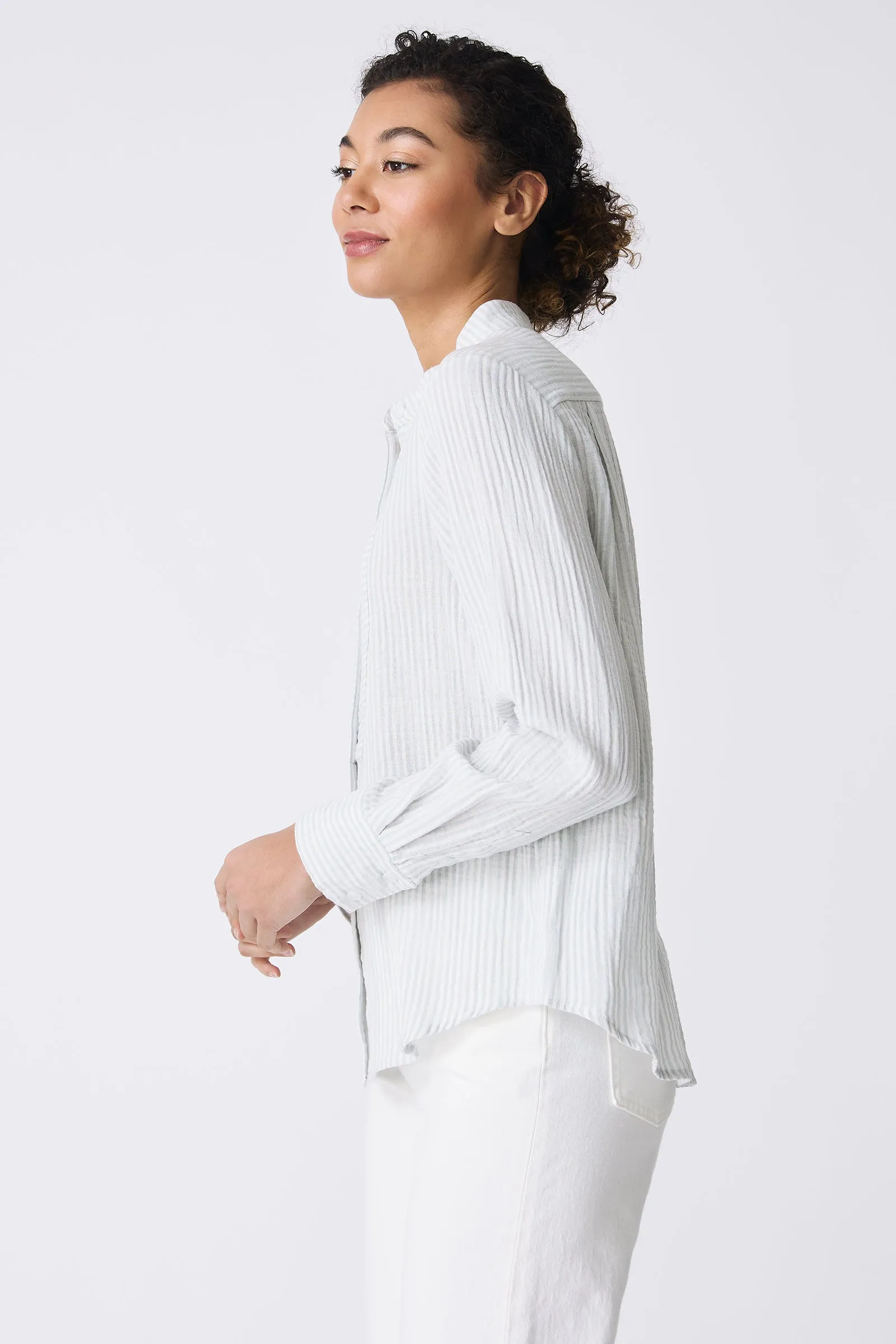 Vera Tux Shirt - Blue Stripe