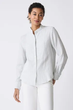 Vera Tux Shirt - Blue Stripe