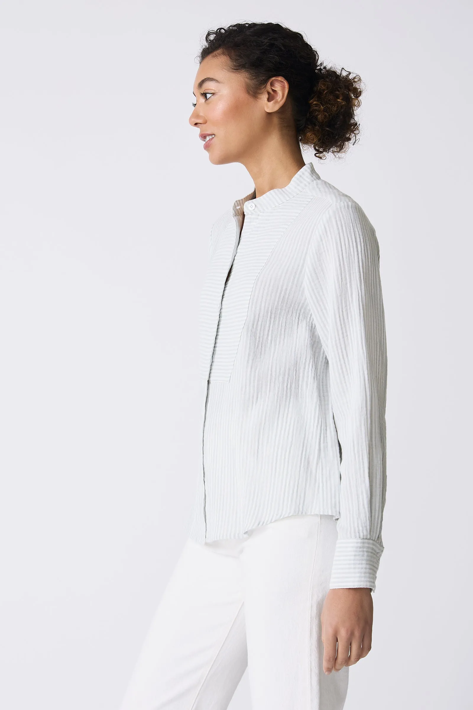 Vera Tux Shirt - Blue Stripe