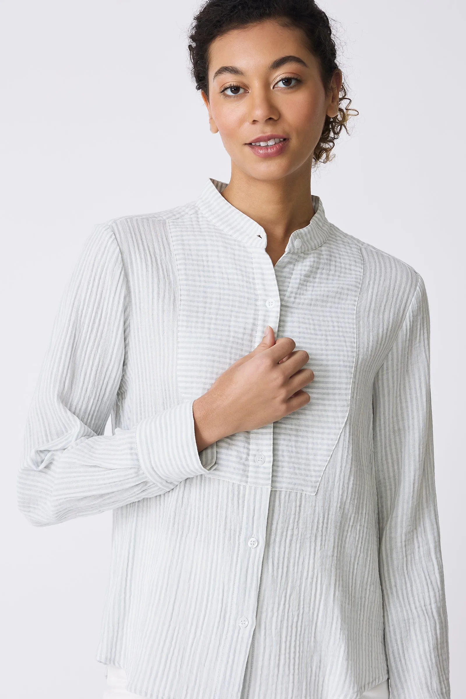 Vera Tux Shirt - Blue Stripe