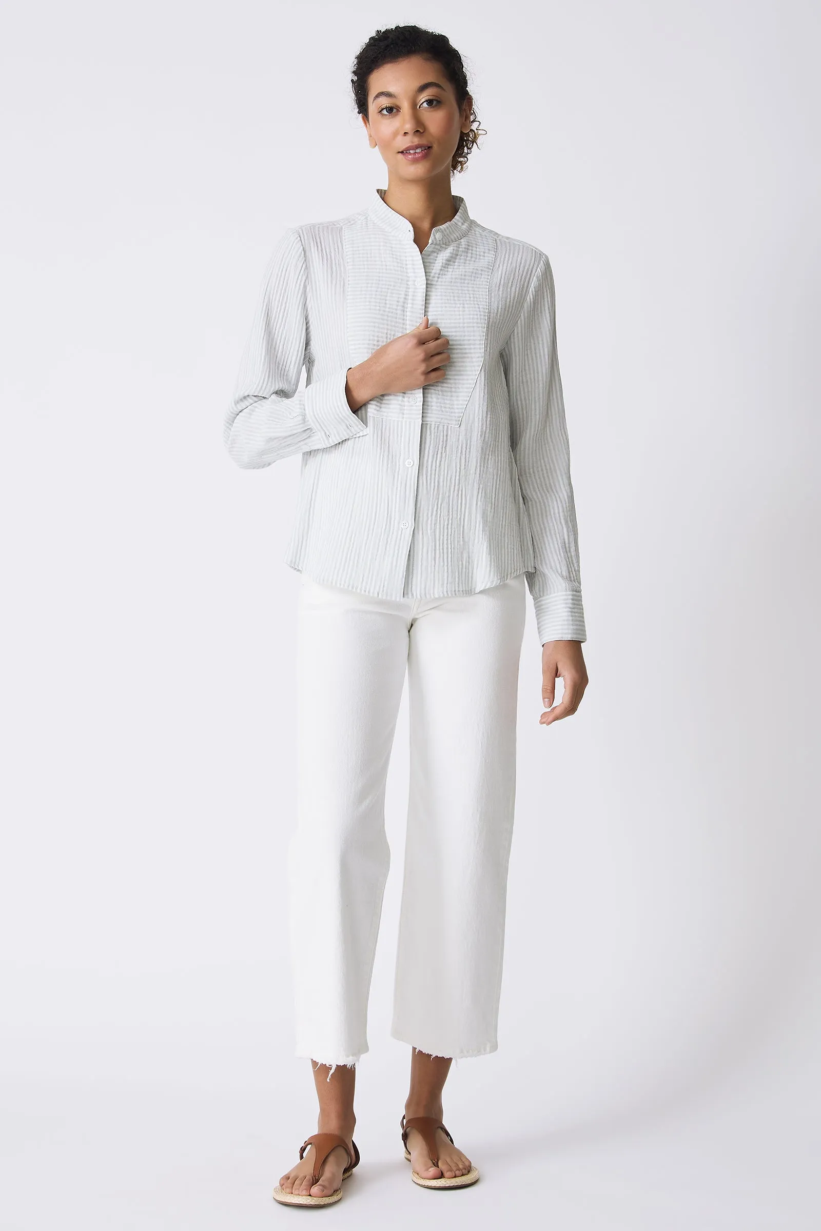 Vera Tux Shirt - Blue Stripe