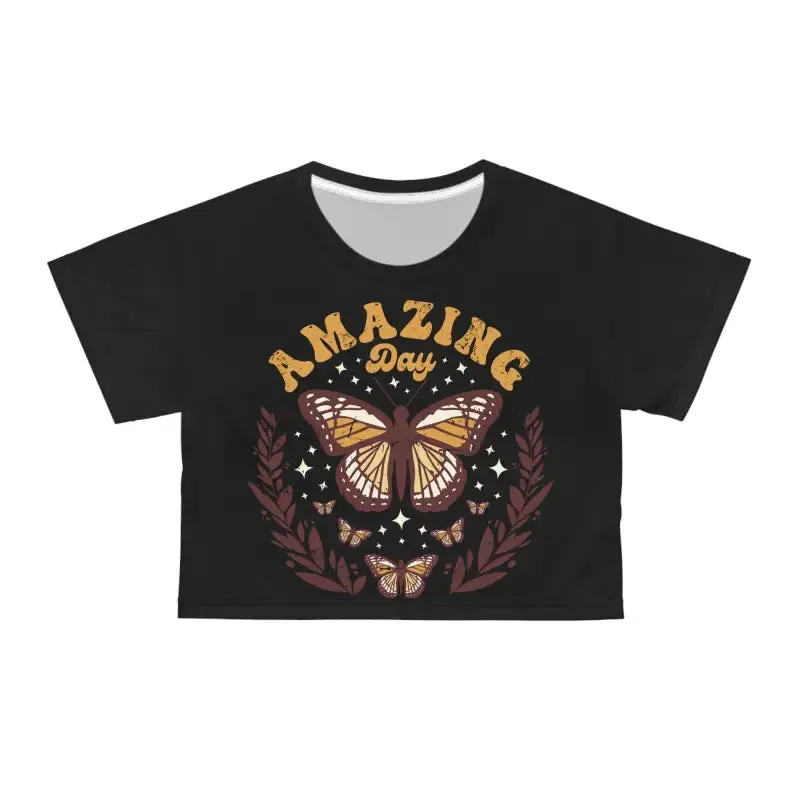 Vibrant Amazing Day Butterfly Crop Tee