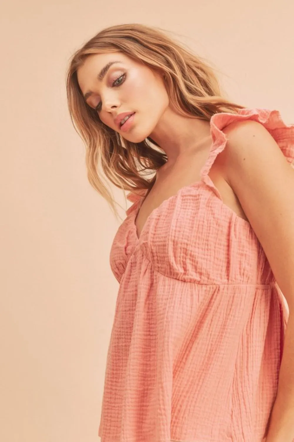 Village Ruffled Strap Top