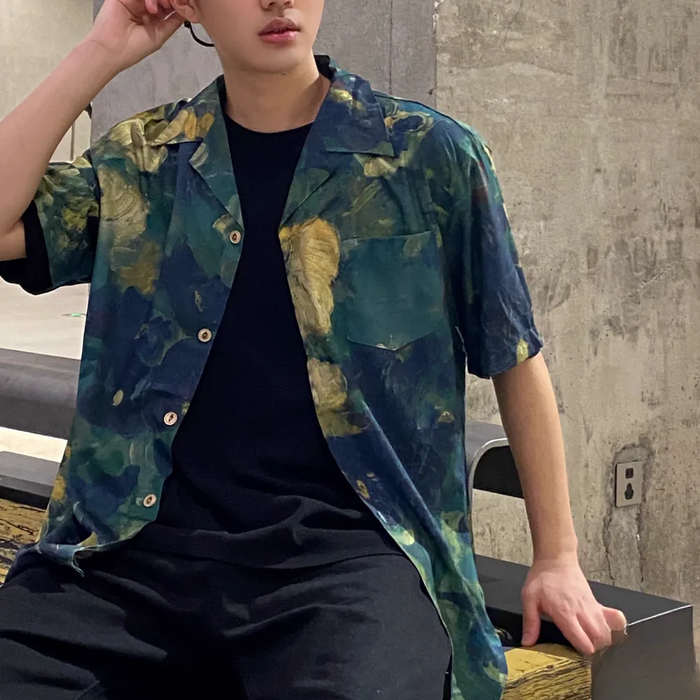 Vintage Tie Dye Contrast Short Sleeve Shirt