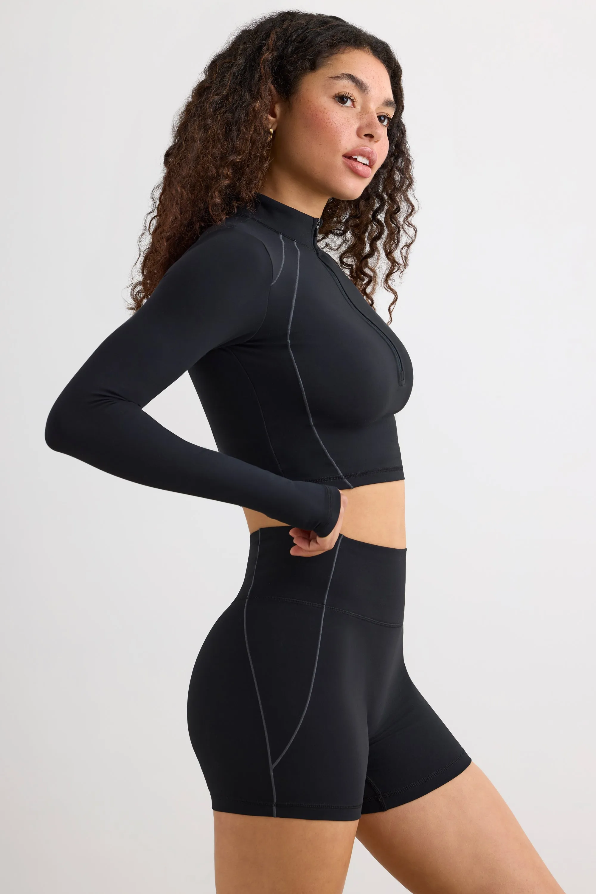 Virtue - Soft Active High Waist Mini Shorts in Black