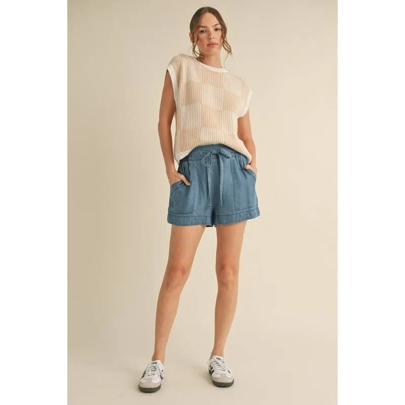 Washed Denim Shorts