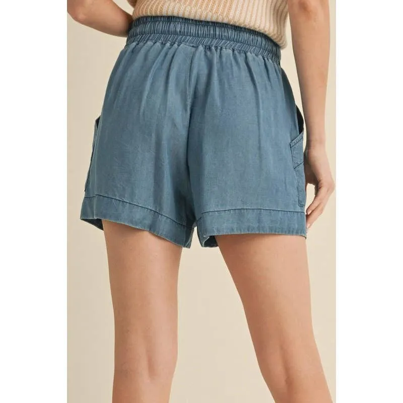 Washed Denim Shorts