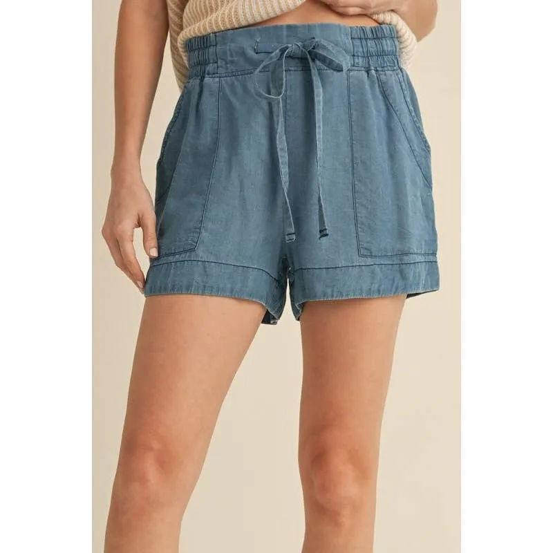 Washed Denim Shorts