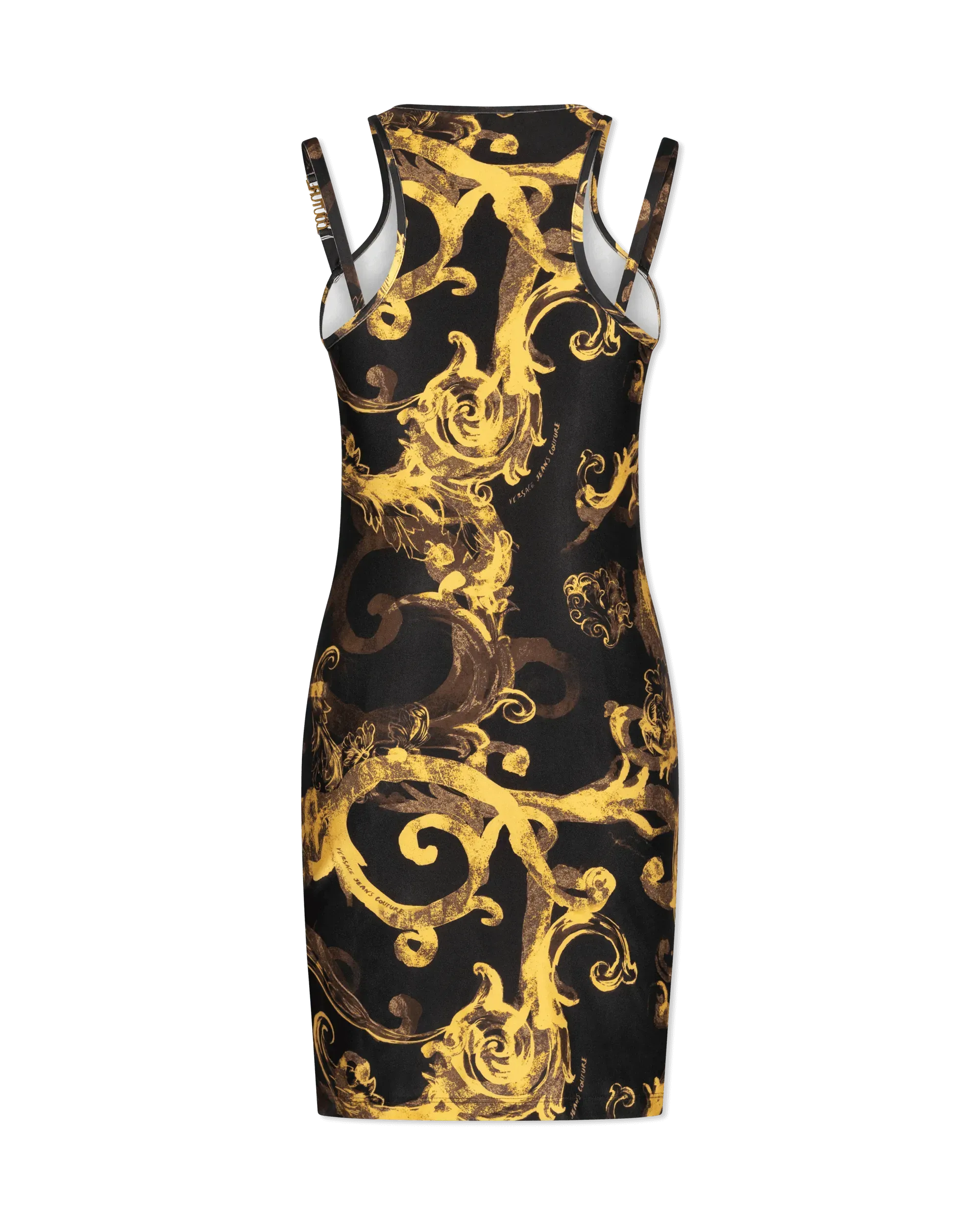 Watercolor Baroque Printed Double Strap Mini Dress