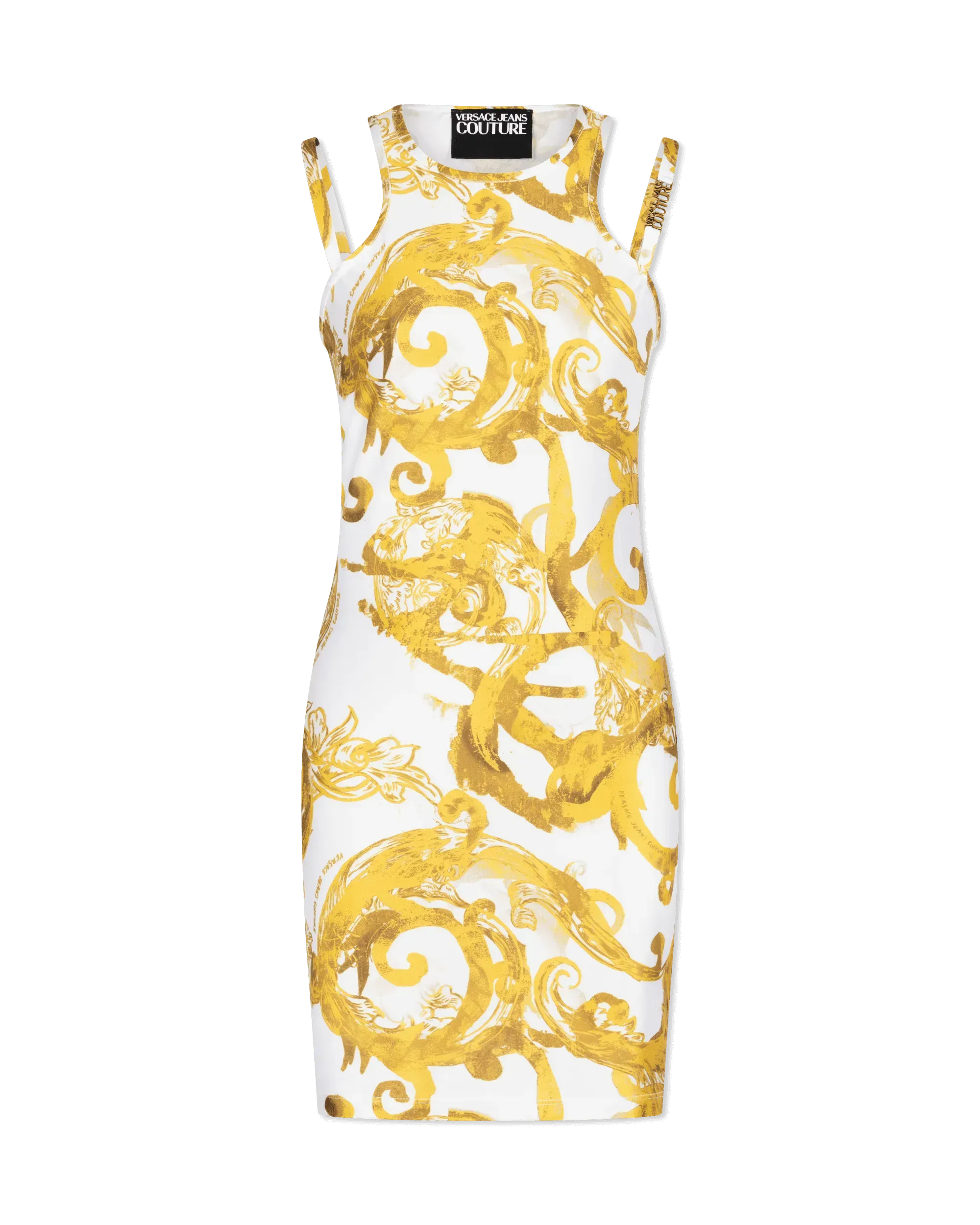 Watercolor Baroque Printed Double Strap Mini Dress