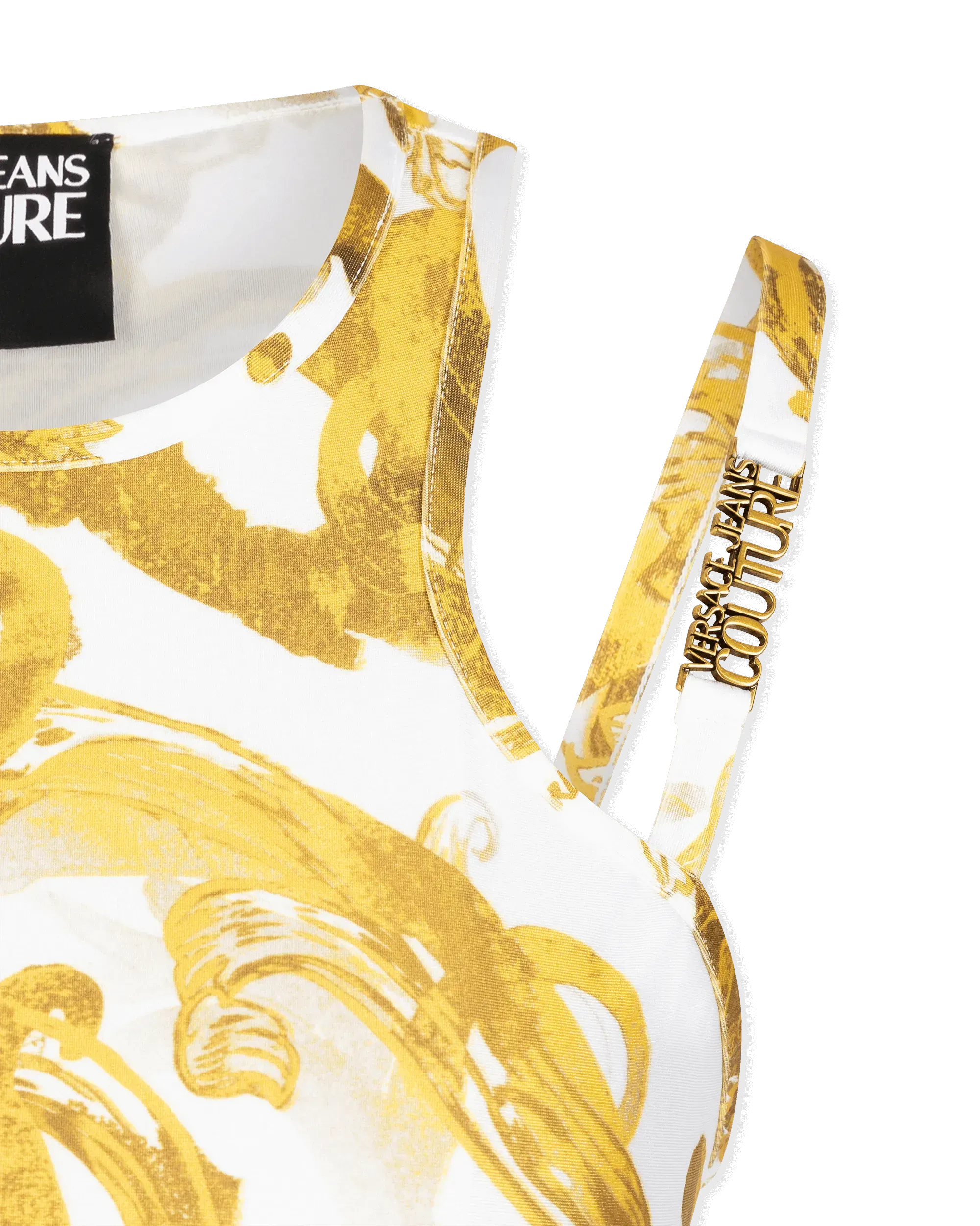 Watercolor Baroque Printed Double Strap Mini Dress