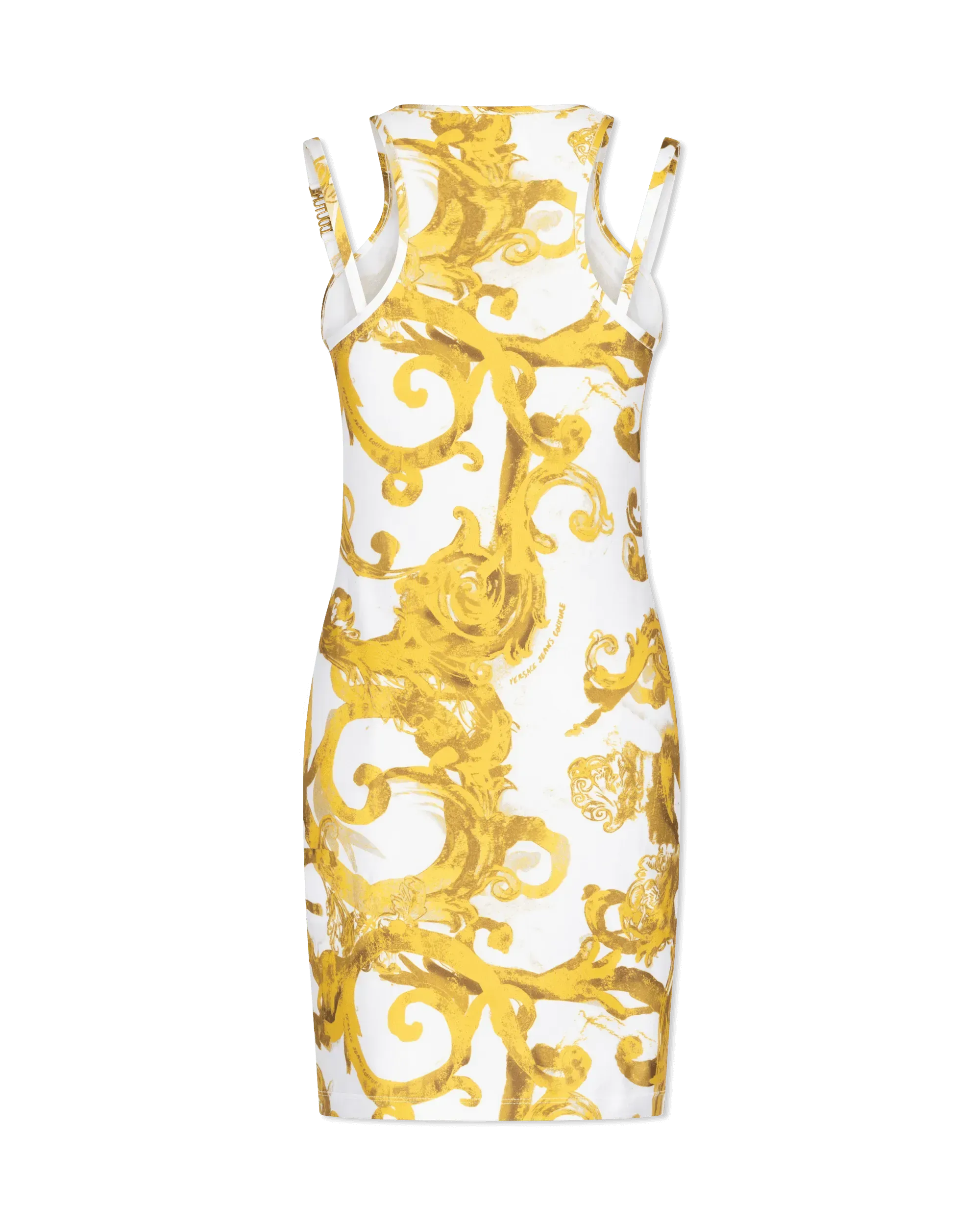 Watercolor Baroque Printed Double Strap Mini Dress