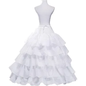 White 4-Hoop 5-Layer Petticoat