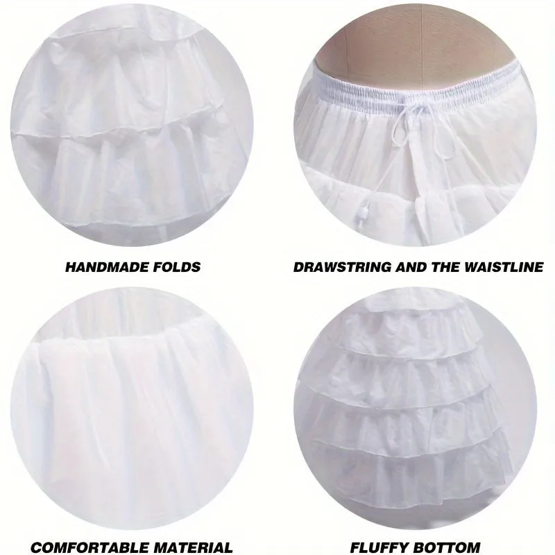 White 4-Hoop 5-Layer Petticoat