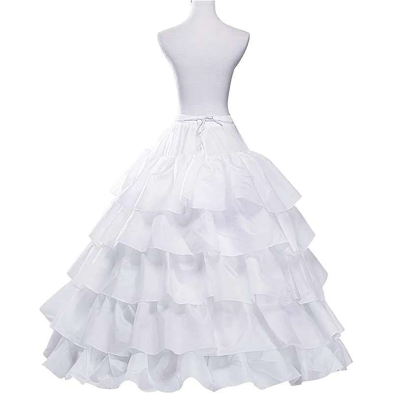 White 4-Hoop 5-Layer Petticoat
