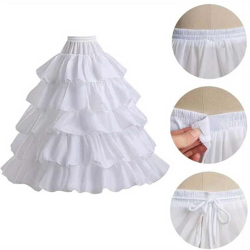 White 4-Hoop 5-Layer Petticoat