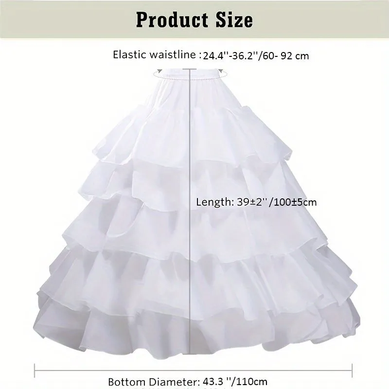 White 4-Hoop 5-Layer Petticoat