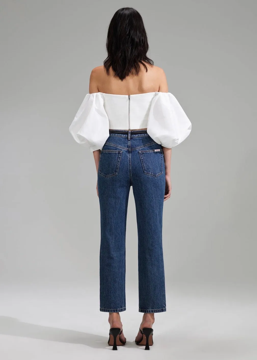 White Off Shoulder Crepe Top (White)