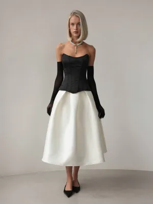White Satin Midi Skirt
