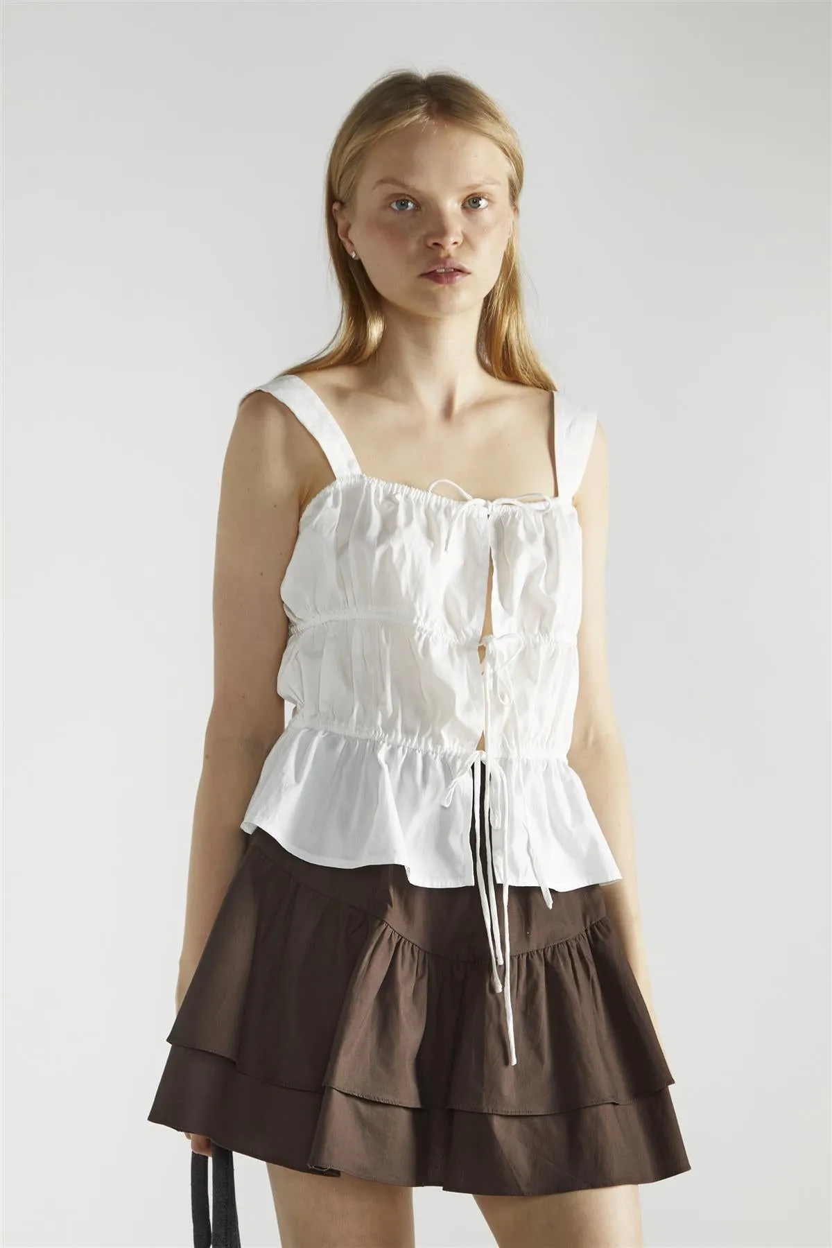 White Square-Neck Sleeveless-Top