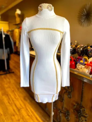 White/Gold Fitted Dress