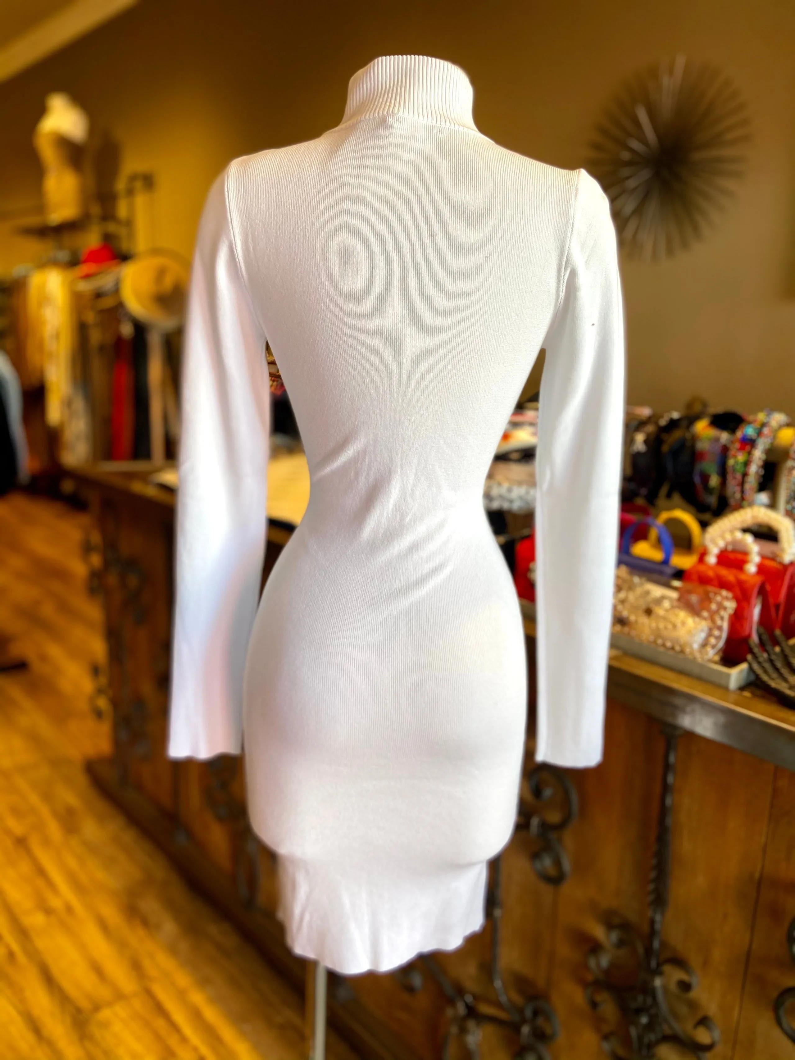 White/Gold Fitted Dress