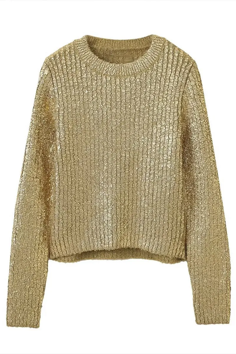WI776 Metallic Pullover Sweater