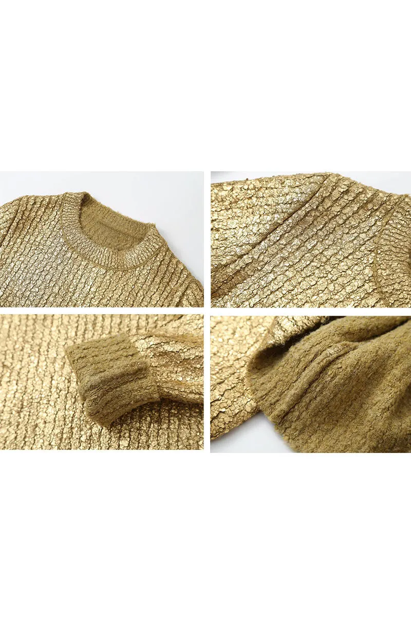 WI776 Metallic Pullover Sweater
