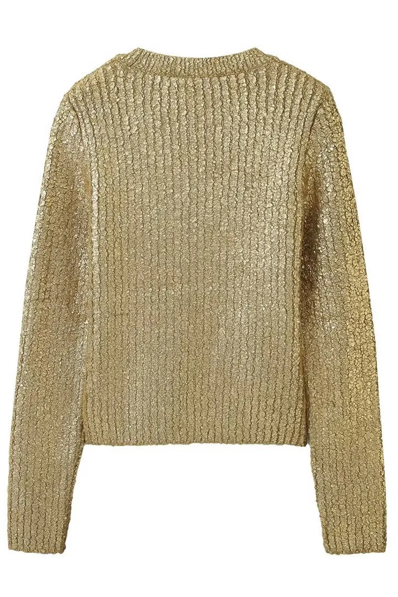 WI776 Metallic Pullover Sweater