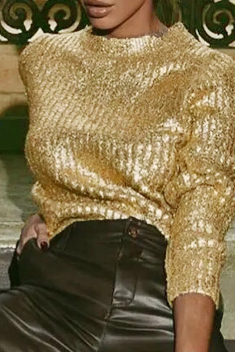 WI776 Metallic Pullover Sweater
