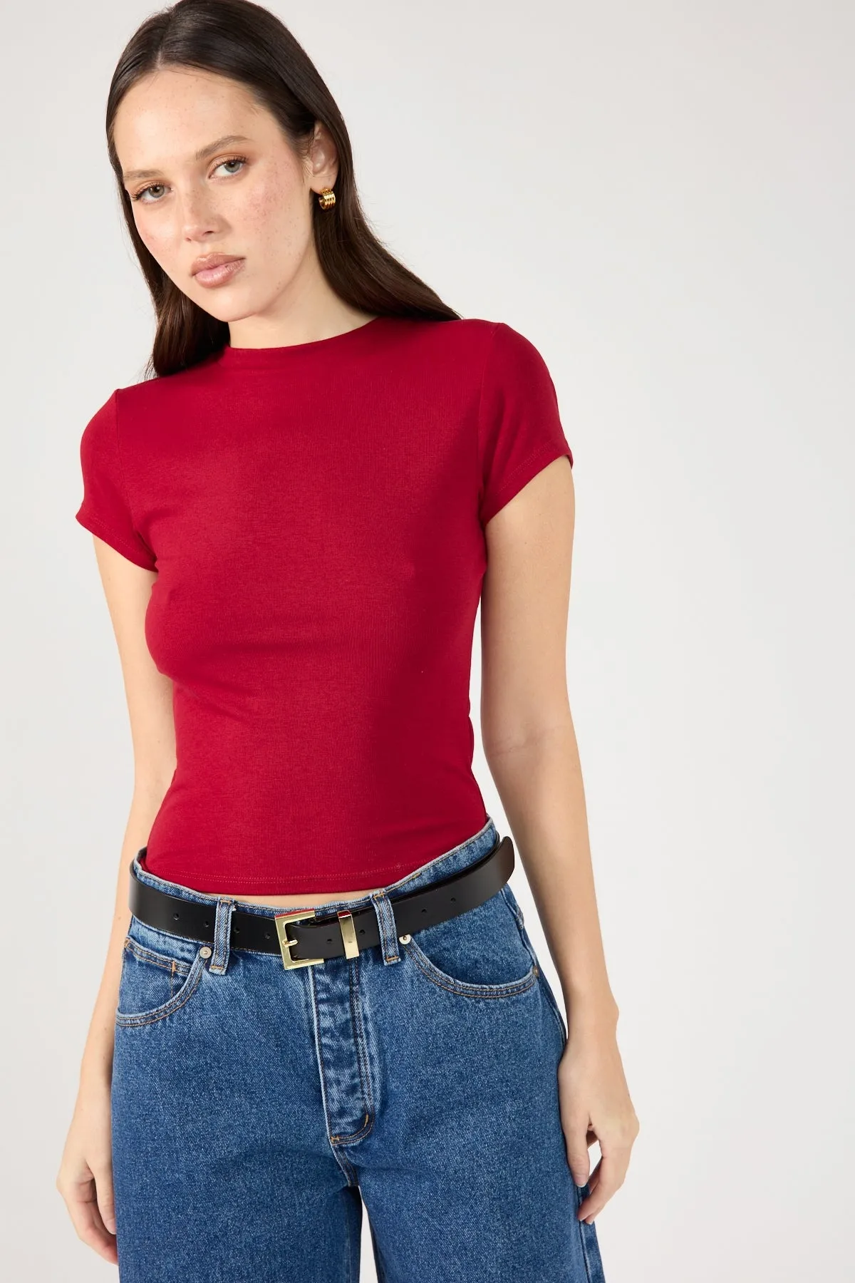 Wine Cap Sleeve Tee