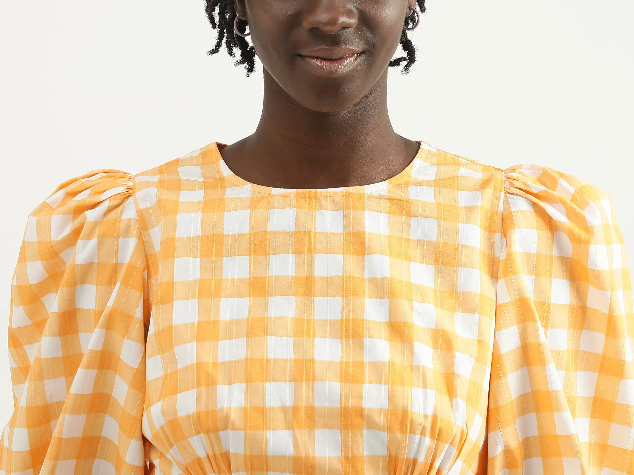 Women Checked Round Neck Clothing Set