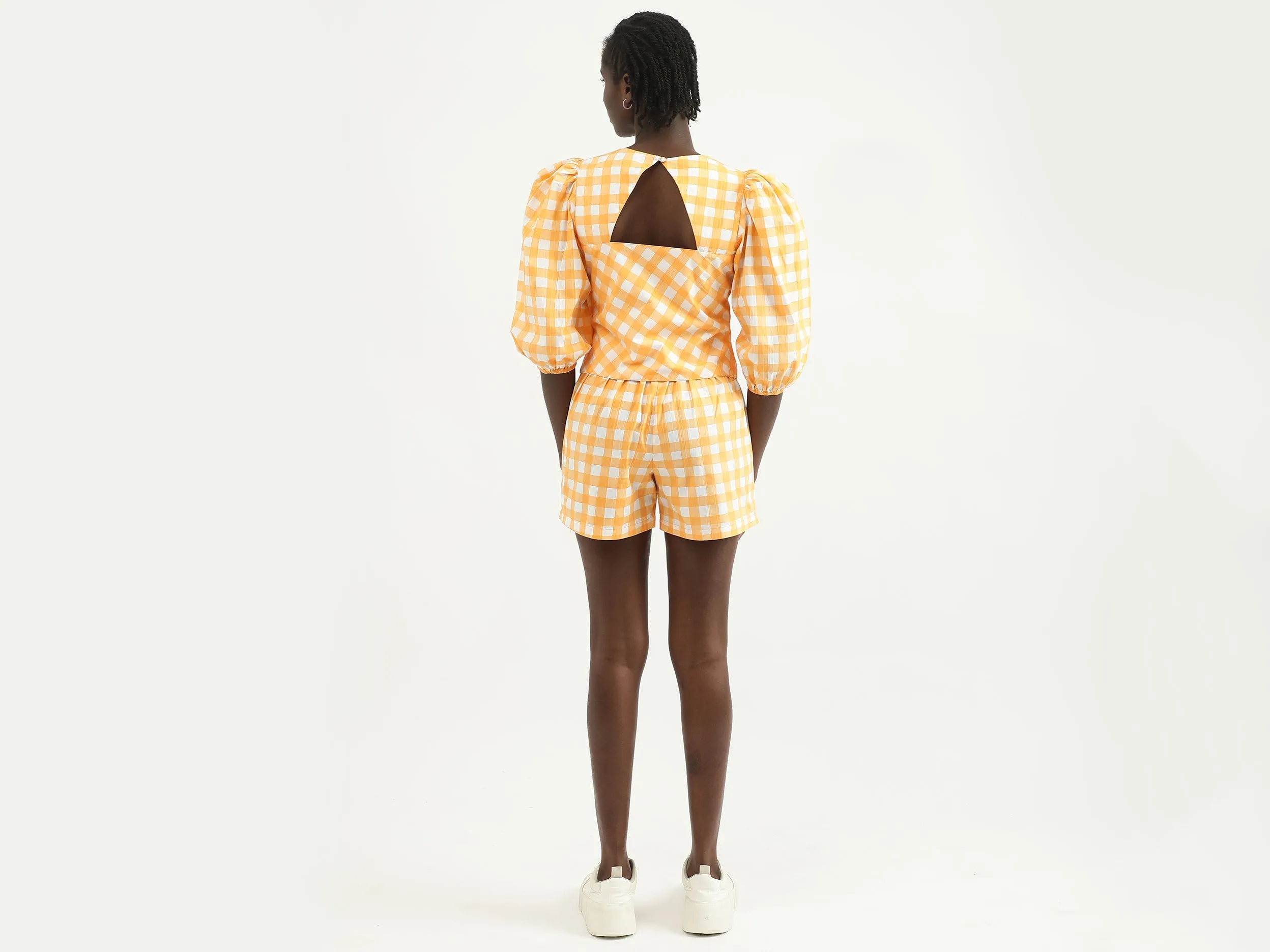 Women Checked Round Neck Clothing Set